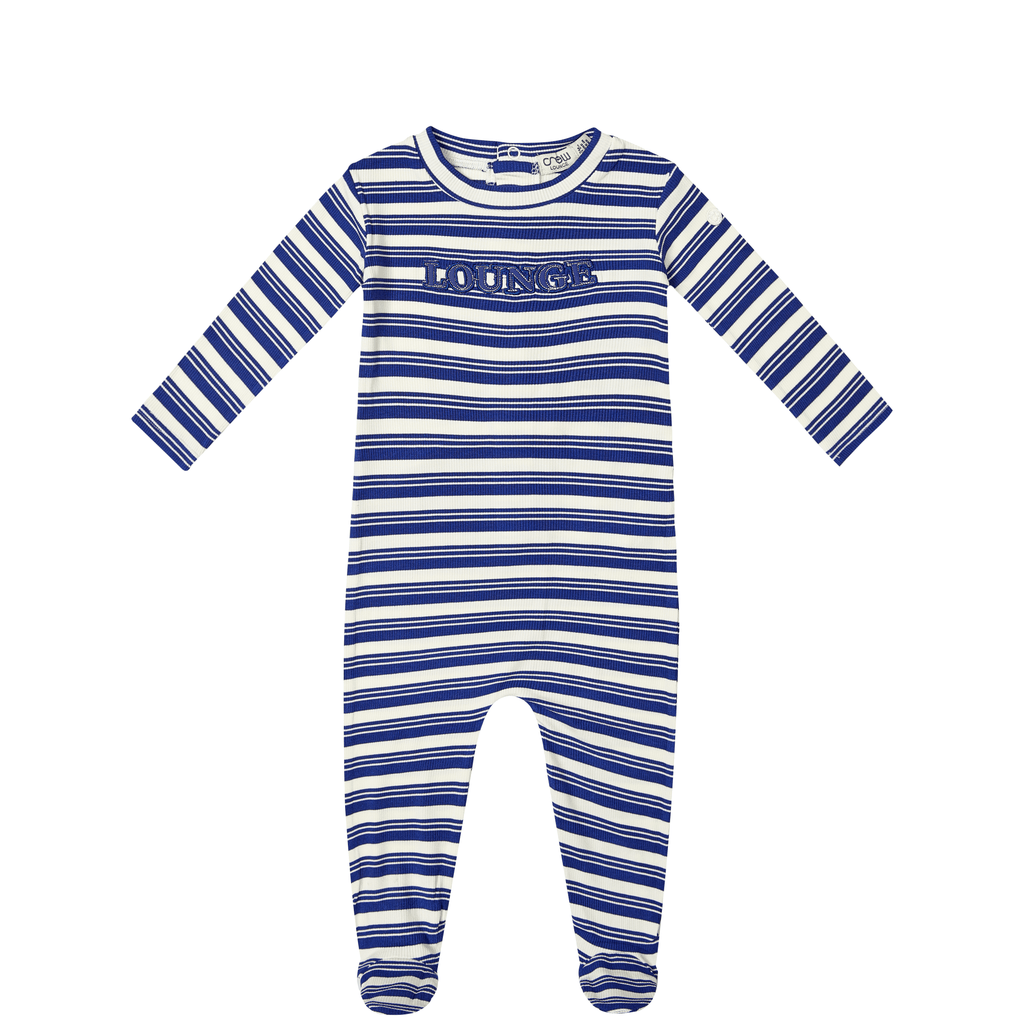 Crew Rib Stripe Footie -Blue