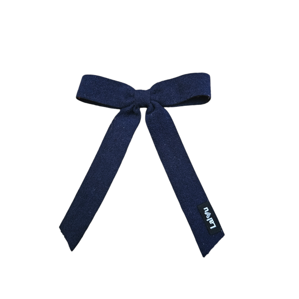 Lalou Wool Bow Clip-Navy