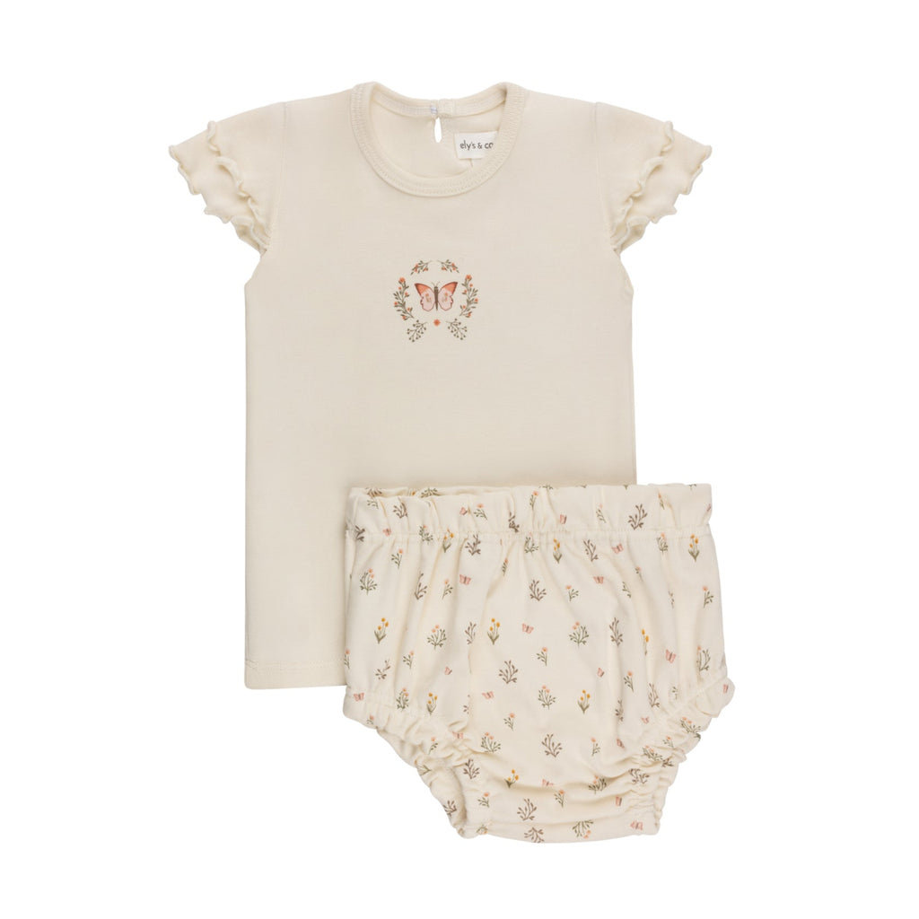 Elys Garden Floral Print Bloomer Set-Ivory Girl