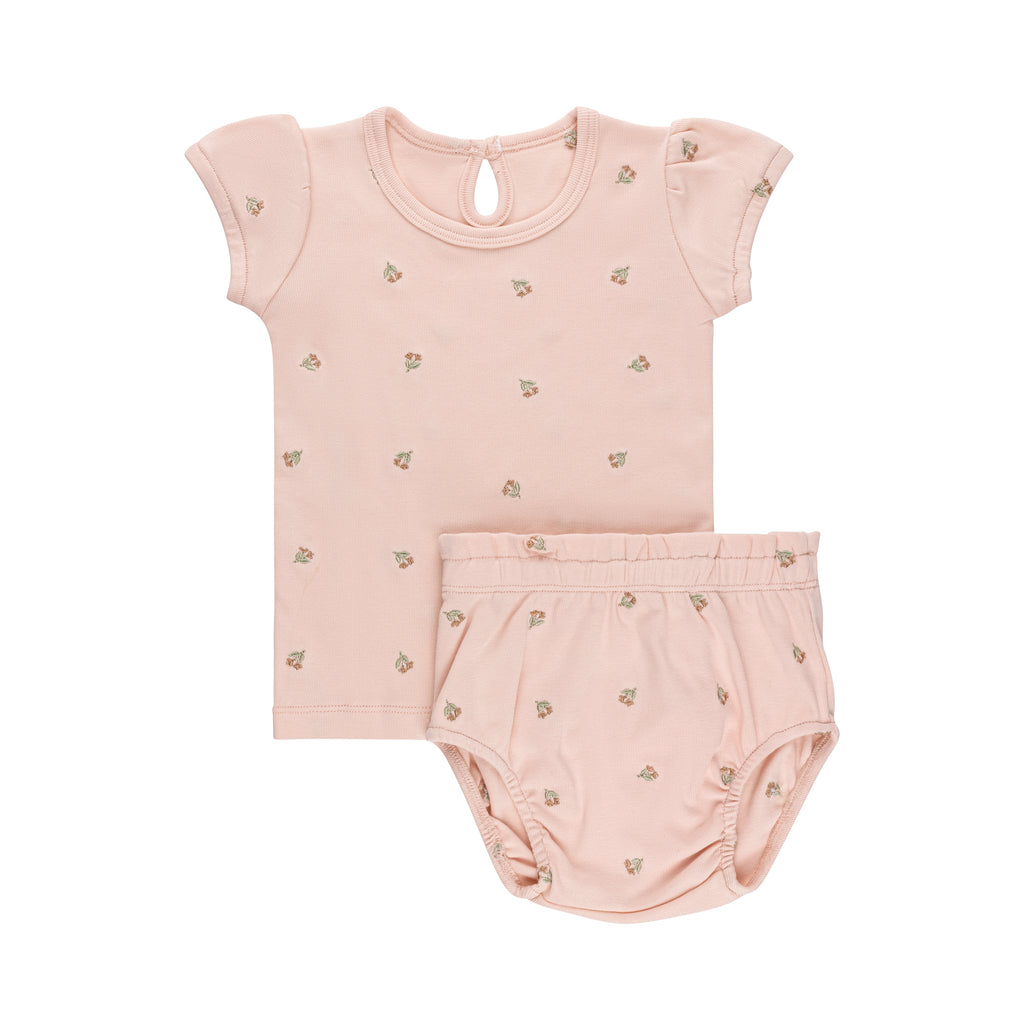 Elys Embroidered Collection - Pink Tulip - 2 Piece Set