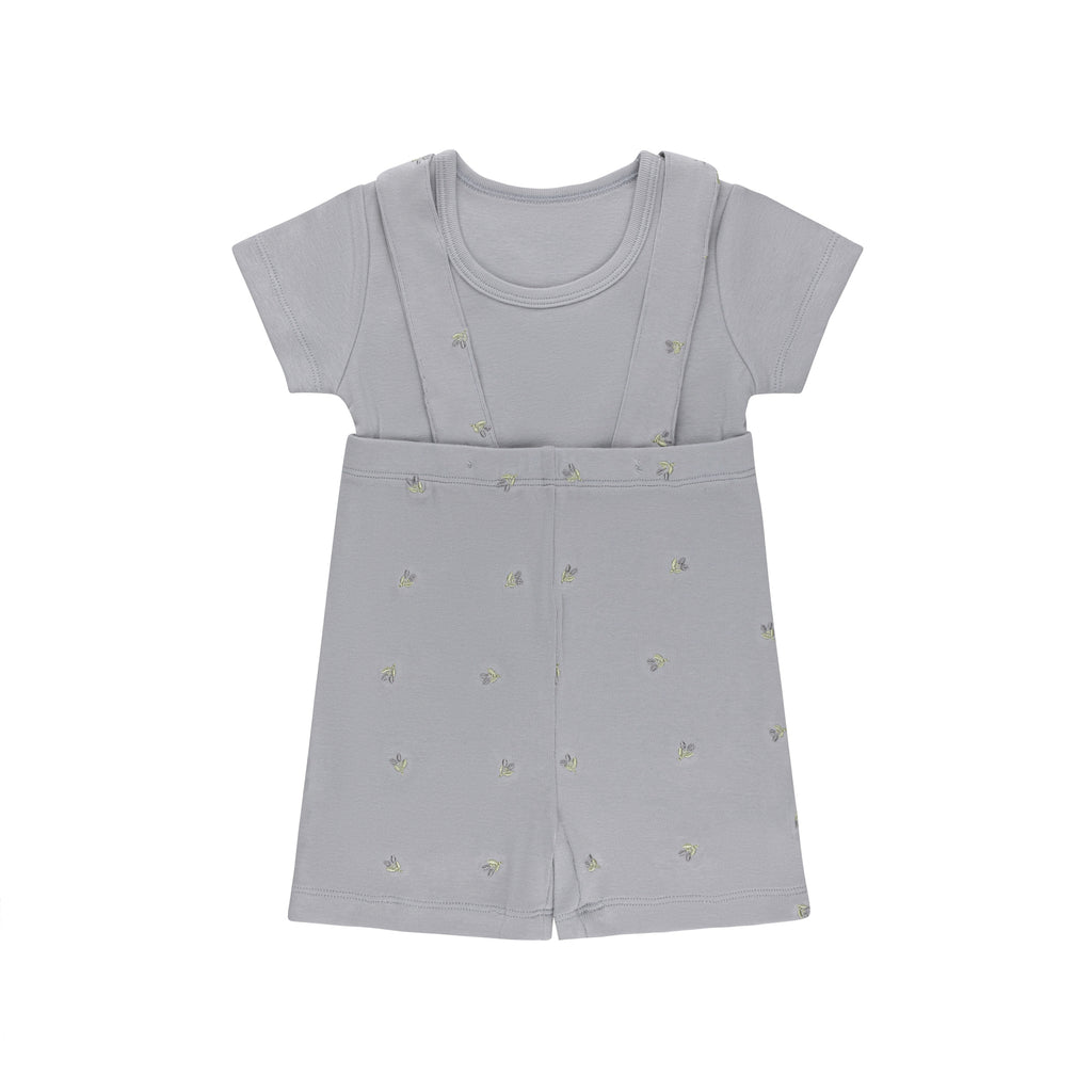 Elys Embroidered Tulip Overall Set- Blue Berry