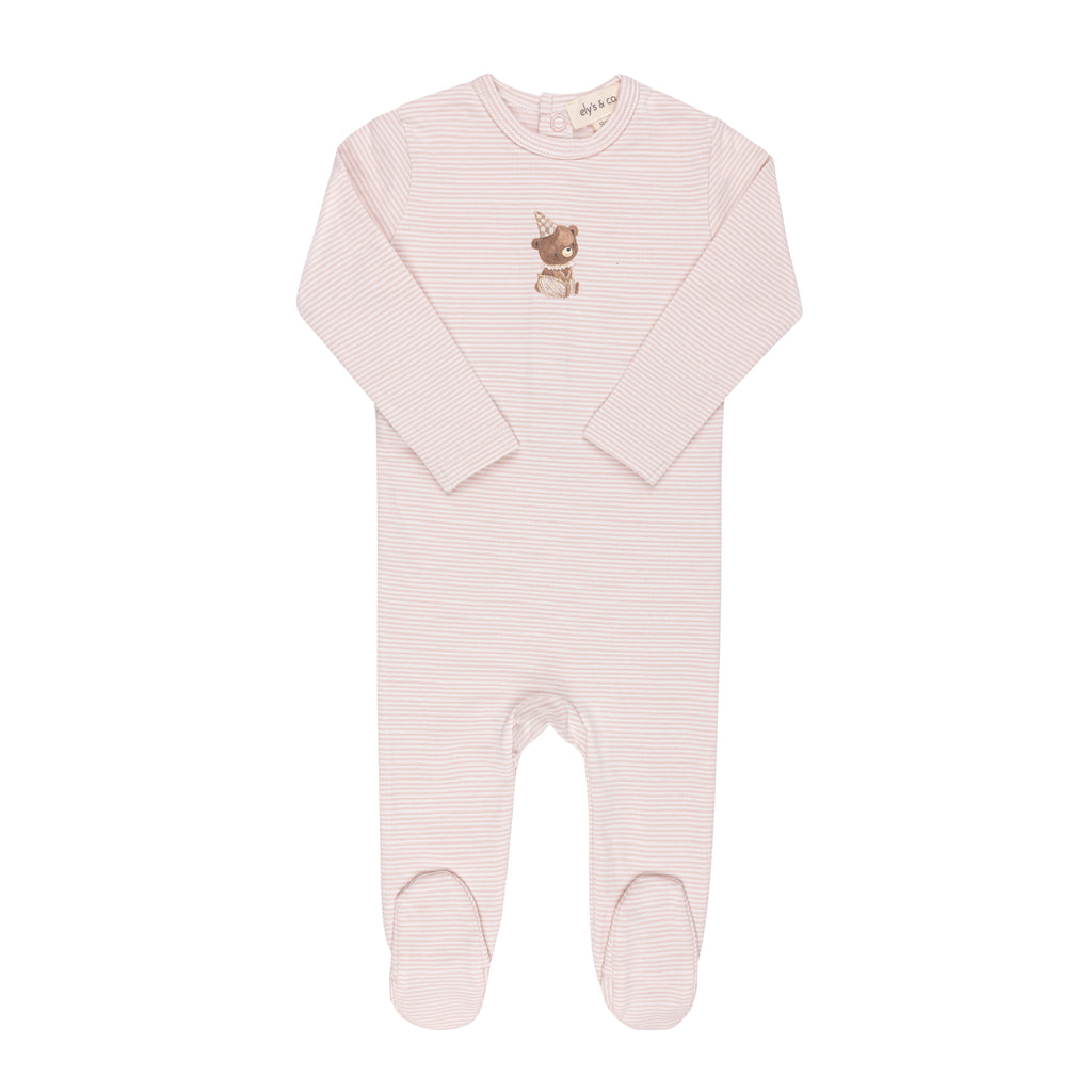 Elys Organic Bear Collection Footie-Pink