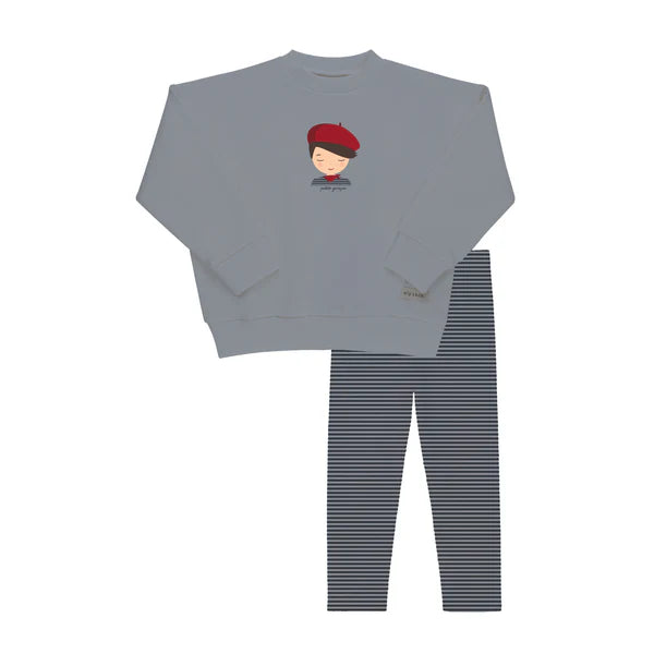 Elys Terry French Boy Lounge Set-Blue