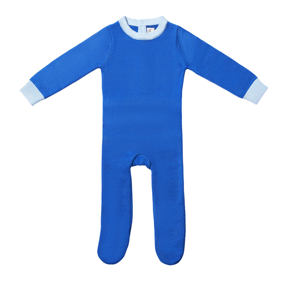 Zeebra Knit Neon Footie - Cobalt Blue