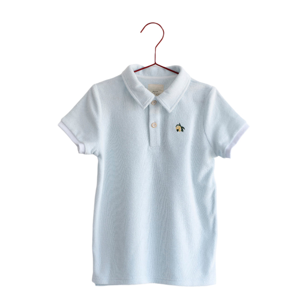 Please Mom Blue Terry Boys Polo