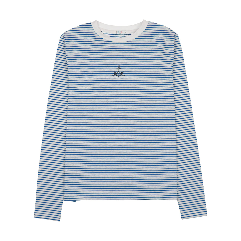 Coco Blanc Striped Tee - Light Blue