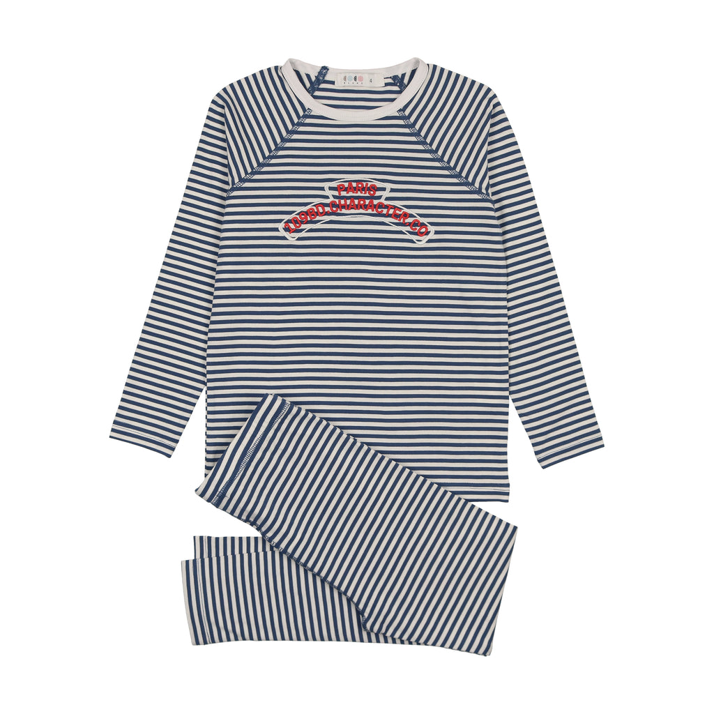 Coco Blanc Crew Pajamas - Navy/Cream