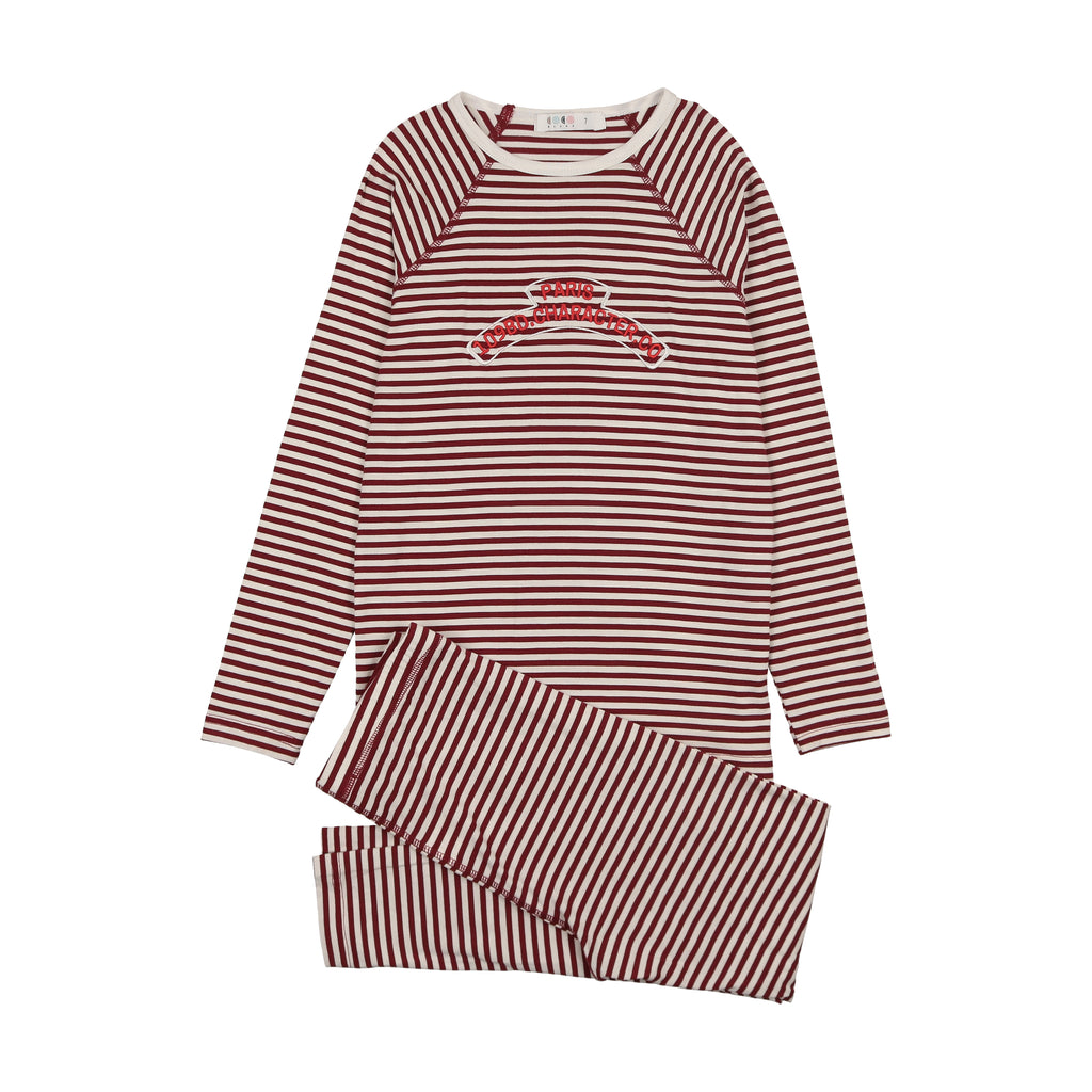 Coco Blanc Crew Pajamas - Raspberry/Cream