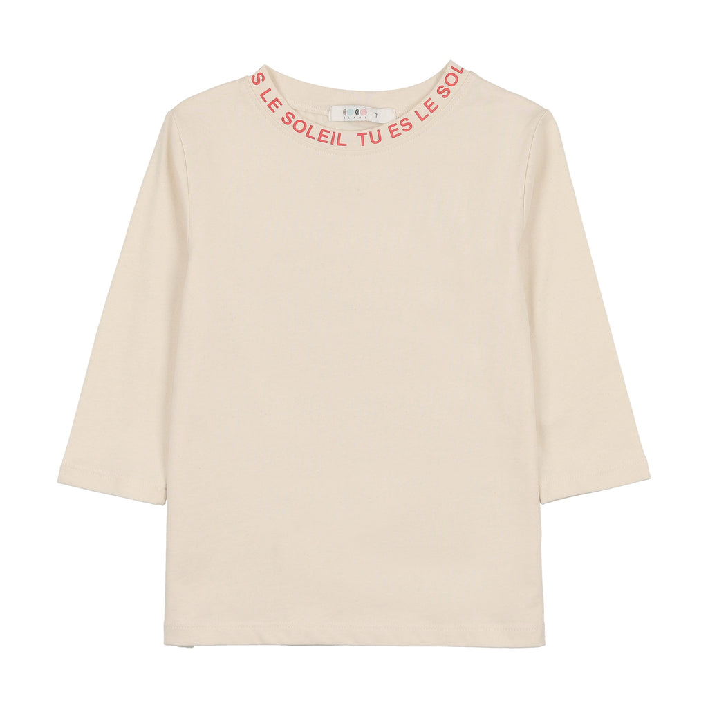 Coco Blanc Crew Neck Tee- Cream w/ Red