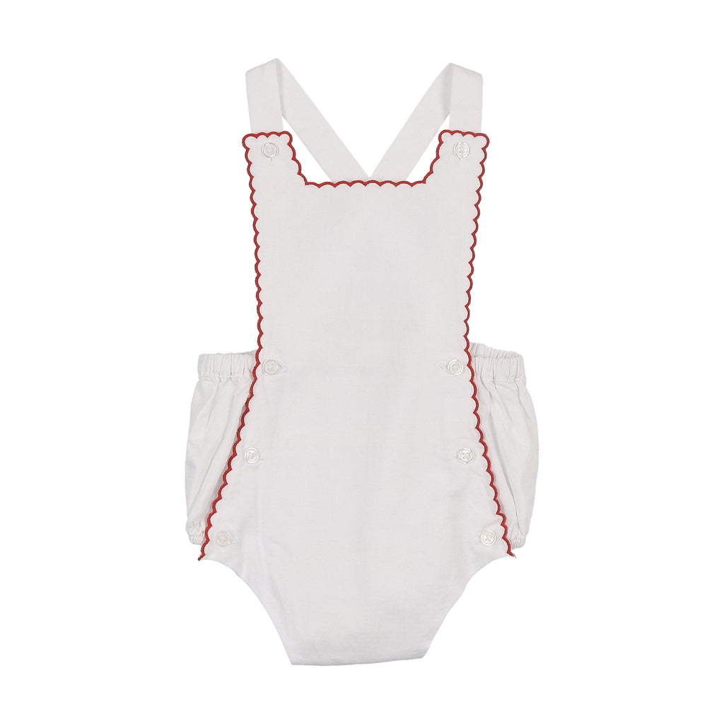 Coco Blanc Scalloped Romper - White/Red