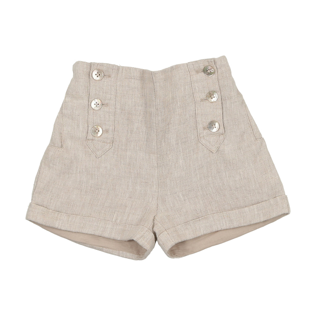 Coco Blanc Button Shorts - Sand Linen