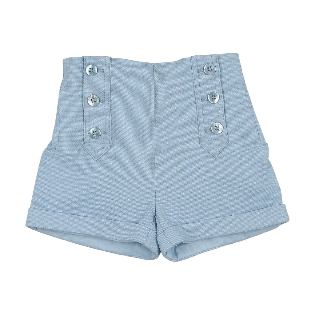 Coco Blanc Button Shorts - Pale Blue