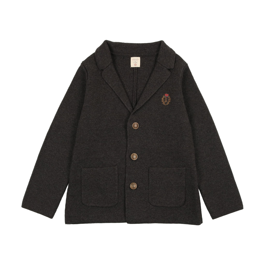 Lil Legs Crest Knit Blazer- Dark Grey