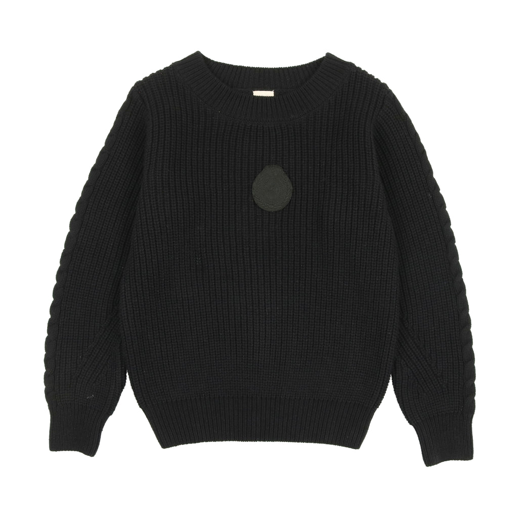 Lil Legs Chunky Crest Knit Sweater- Black