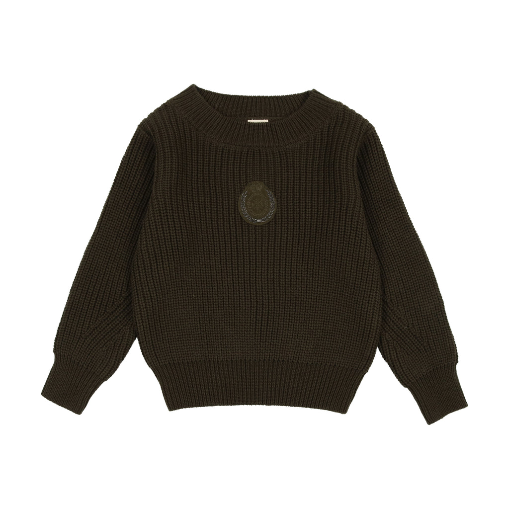 Lil Legs Chunky Crest Knit Sweater-Olive