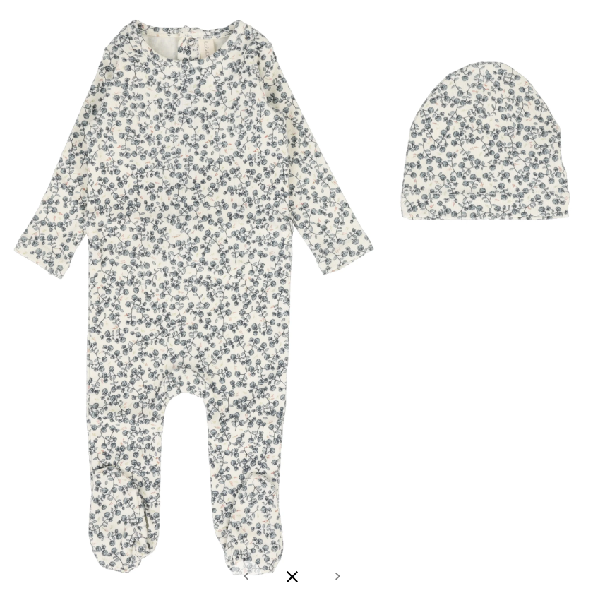 Lilette All Over Floral Footie Set- Slate