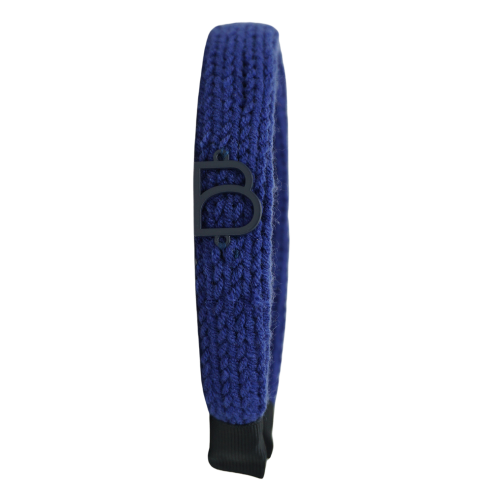 Bandeau  Chunky Knit Flat Thin Headband-Cobalt Blue