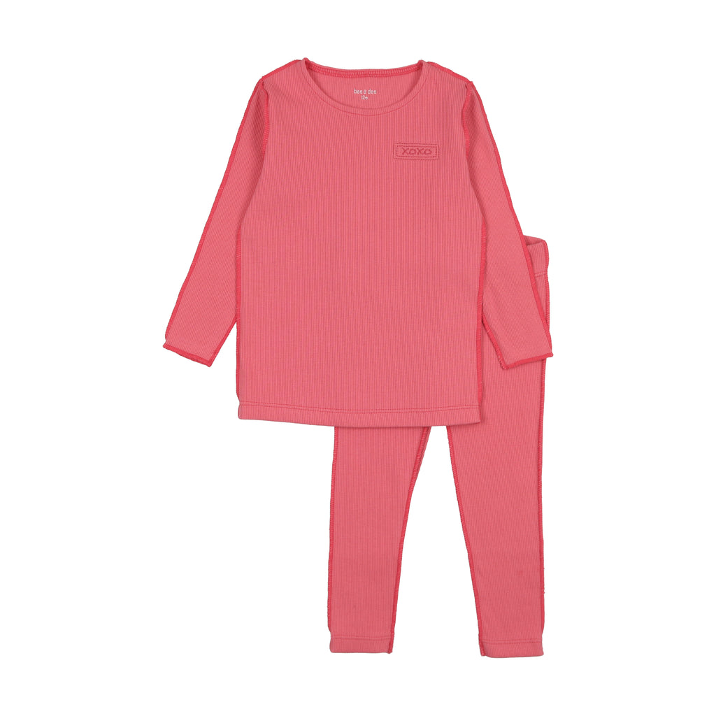 Bee & Dee Classic Ribbed Loungewear-Bright Coral