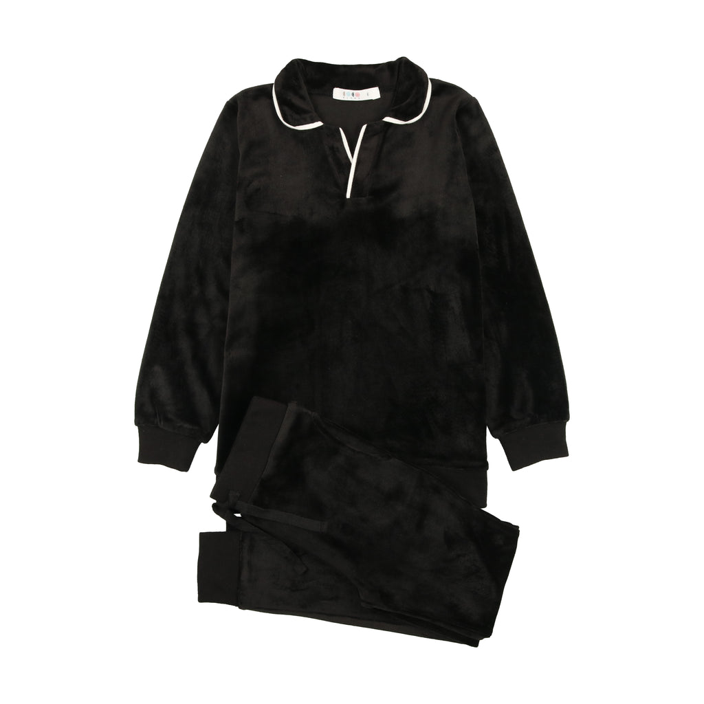 Coco Blanc Velour Pajama- Black