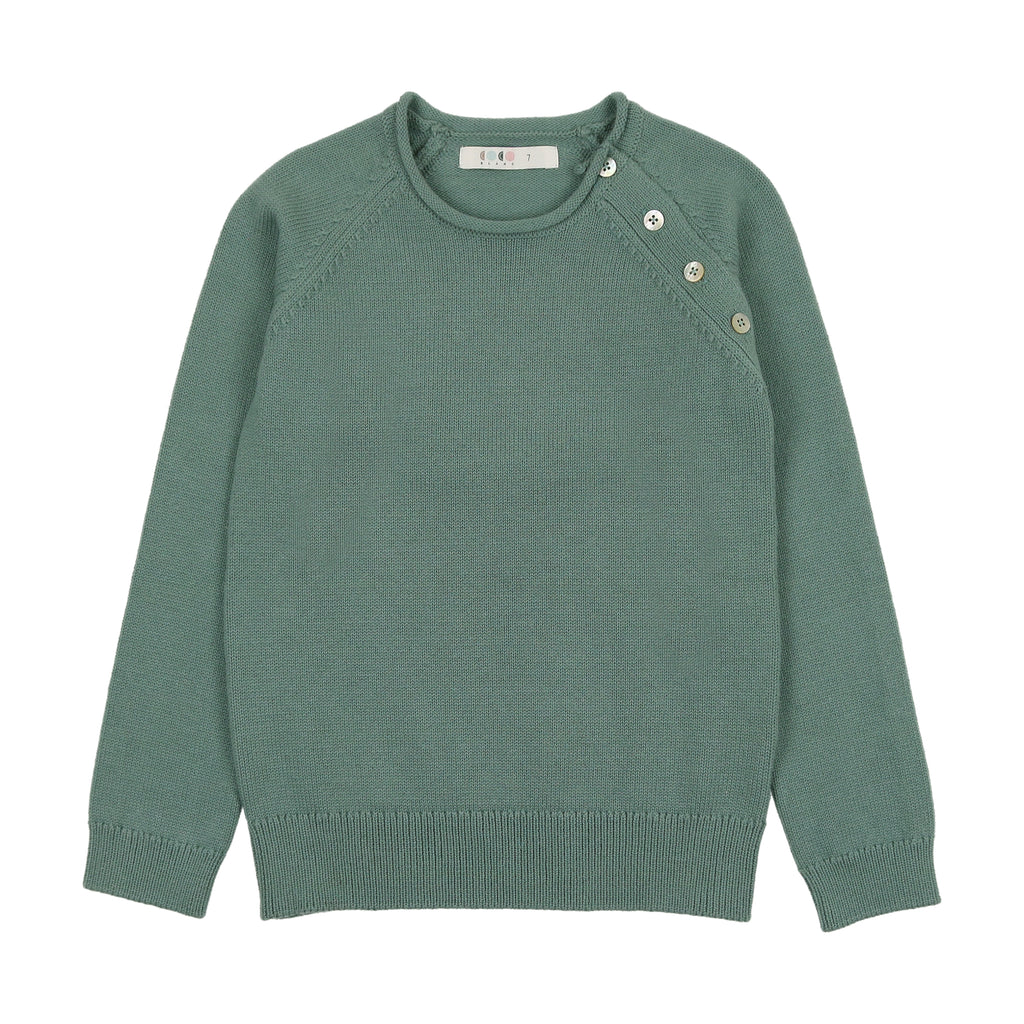 Coco Blanc Crew Button Sweater-Sage Green