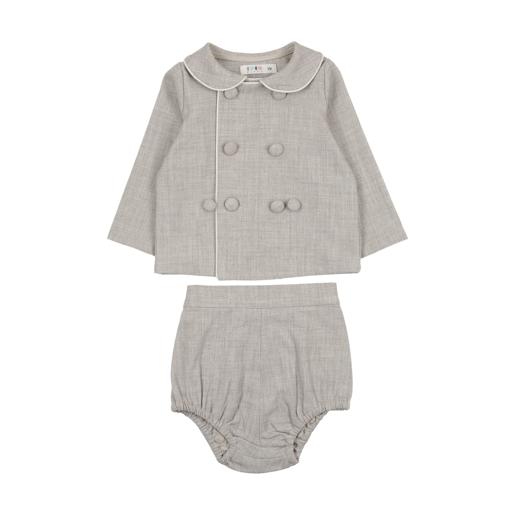 Coco Blanc Wool Baby Peter Pan Bloomer Set- Grey