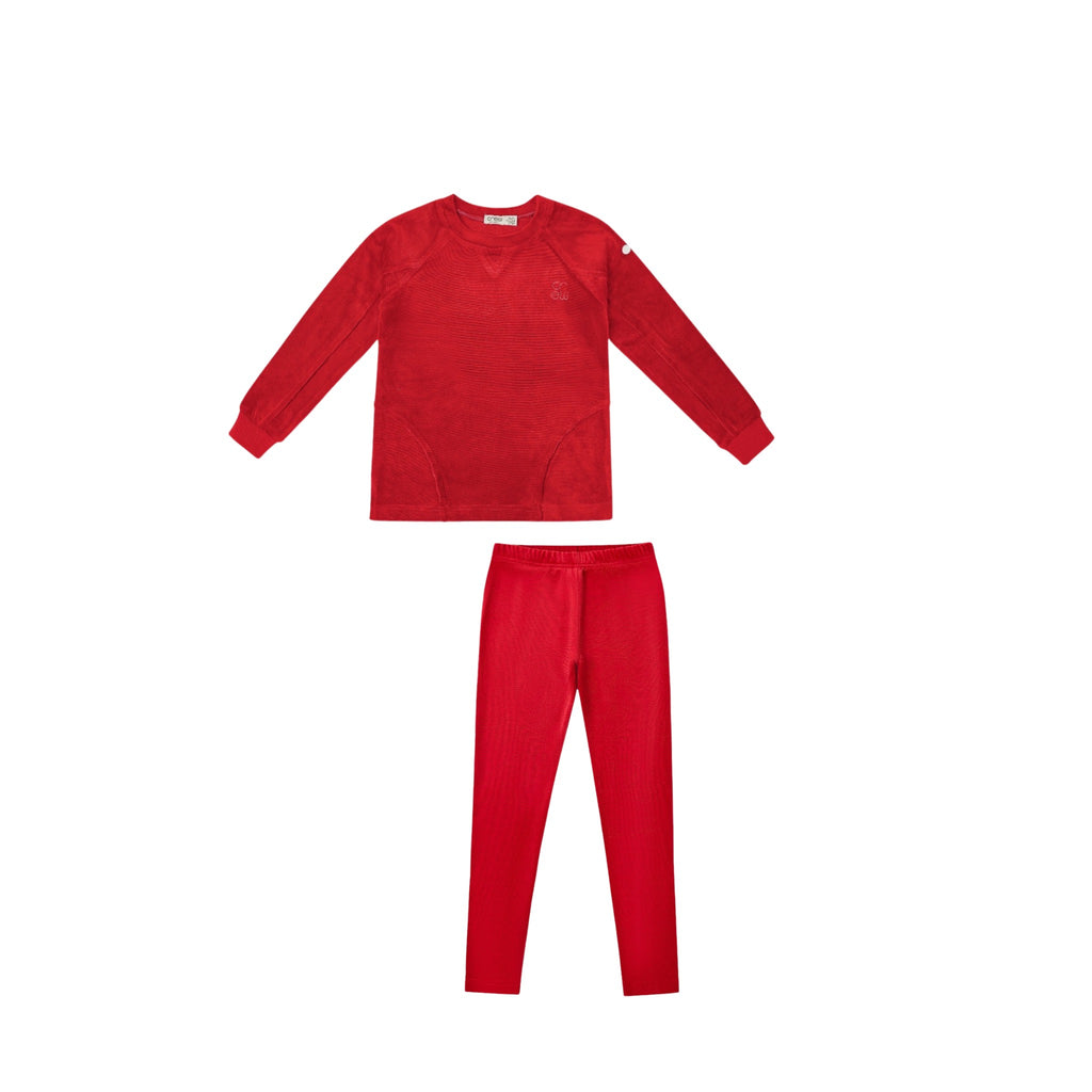 Crew Rib Velour-Red