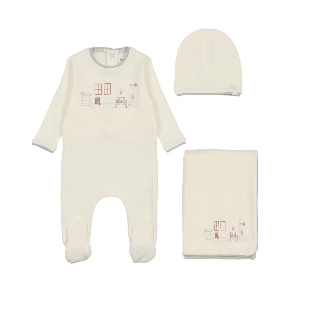 Bee & Dee Little Nursery Footie/Beanie Layette Set-Ivory Boys