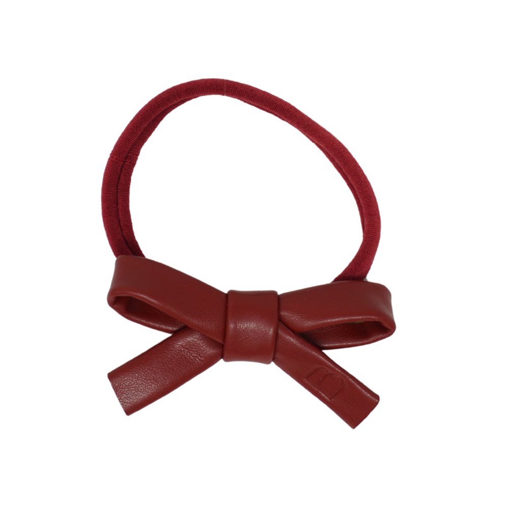 Bandeau Embossed Leather Baby Nylon Band-Burgundy