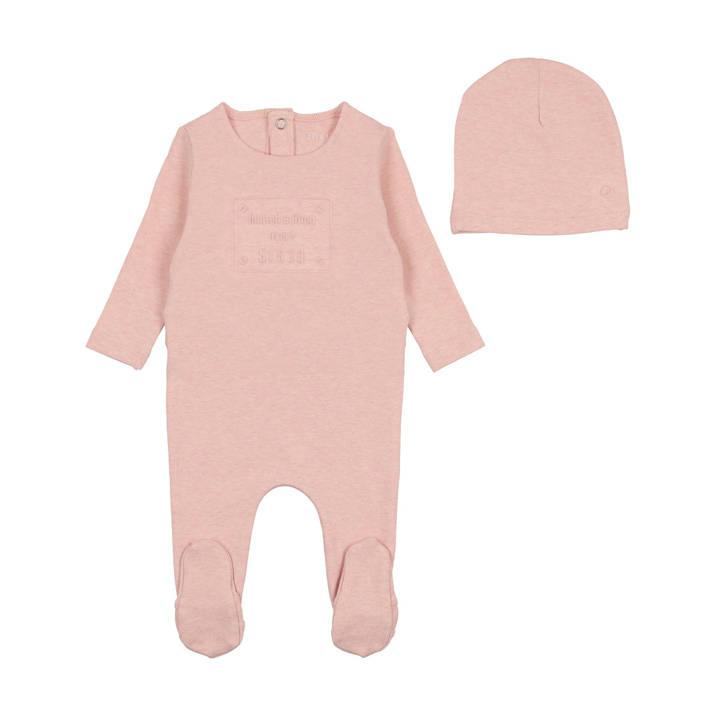 Bee & Dee Embossed Plaque Footi/Beanie-Pink