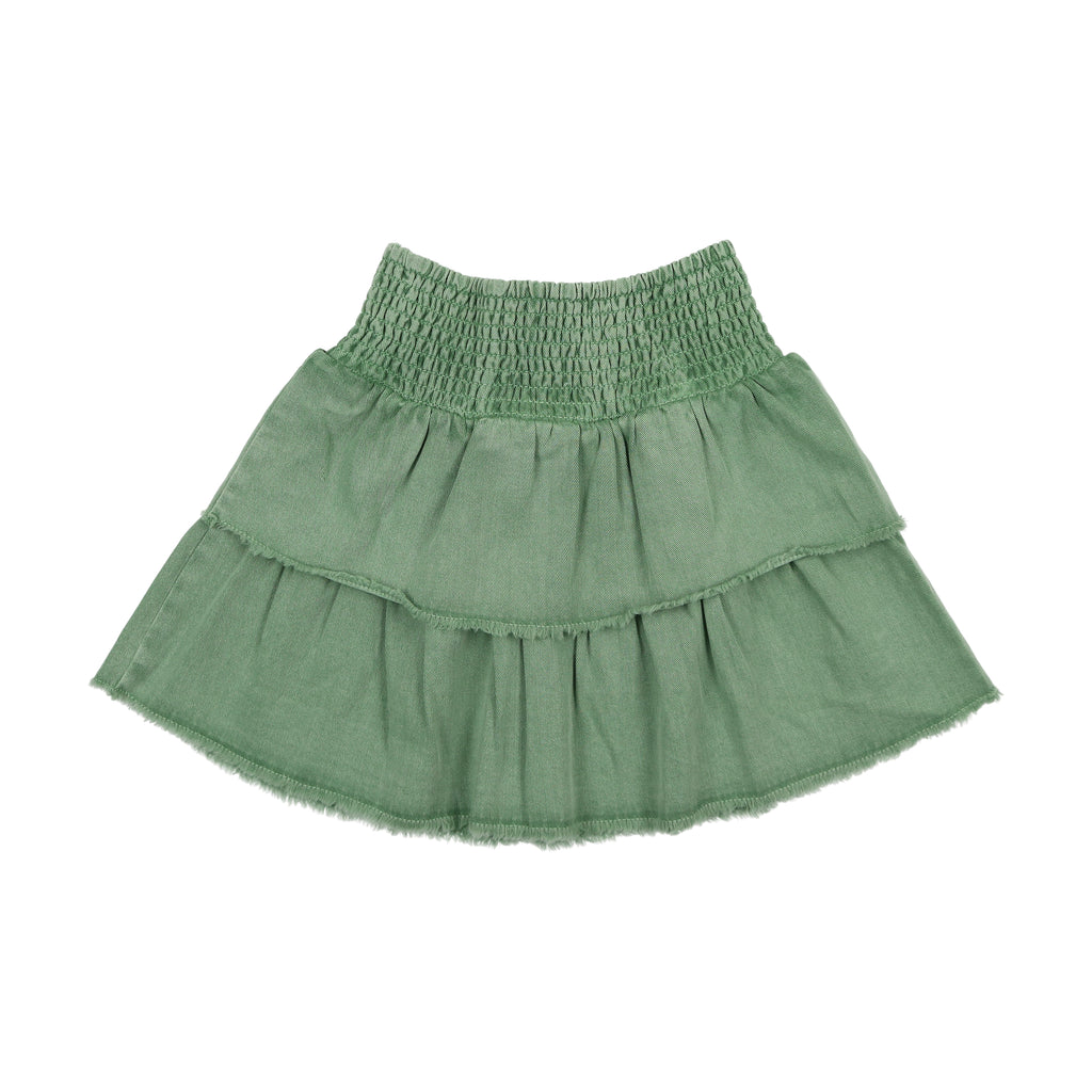 Farren + Me Denim Tiered Skirt- Green Wash