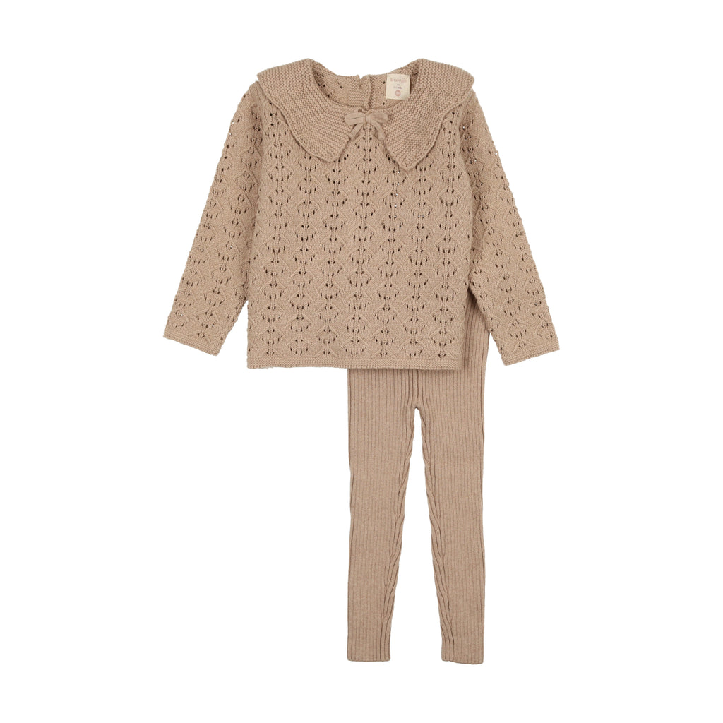 Lil Legs Girls Knit Set-Oatmeal