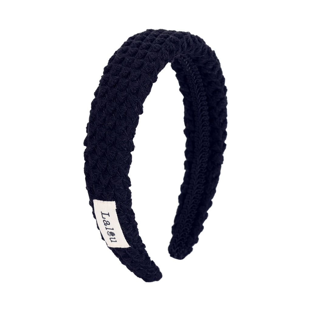 Lalou Heavy Crochet Headband-Navy