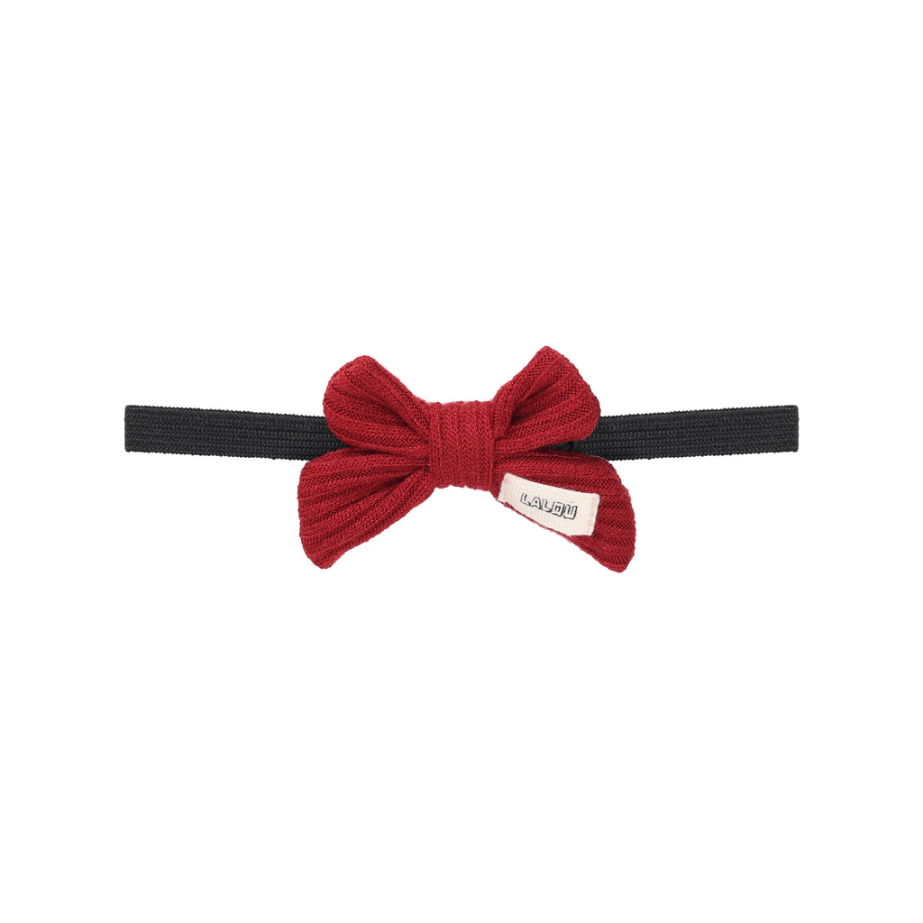 Lalou Thin Ribbed Baby Bow Adjustable Band- Red