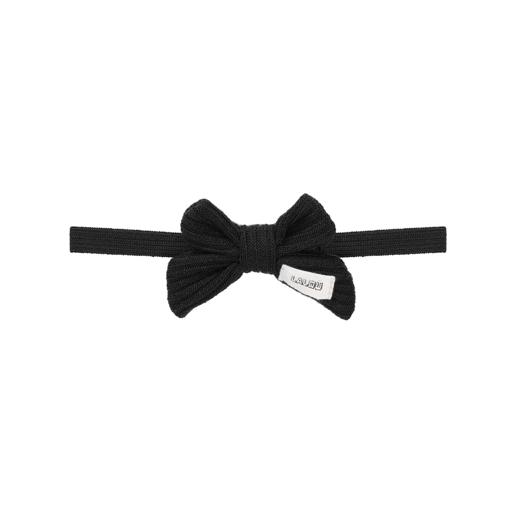 Lalou Thin Ribbed Baby Bow Adjustable Band-Black