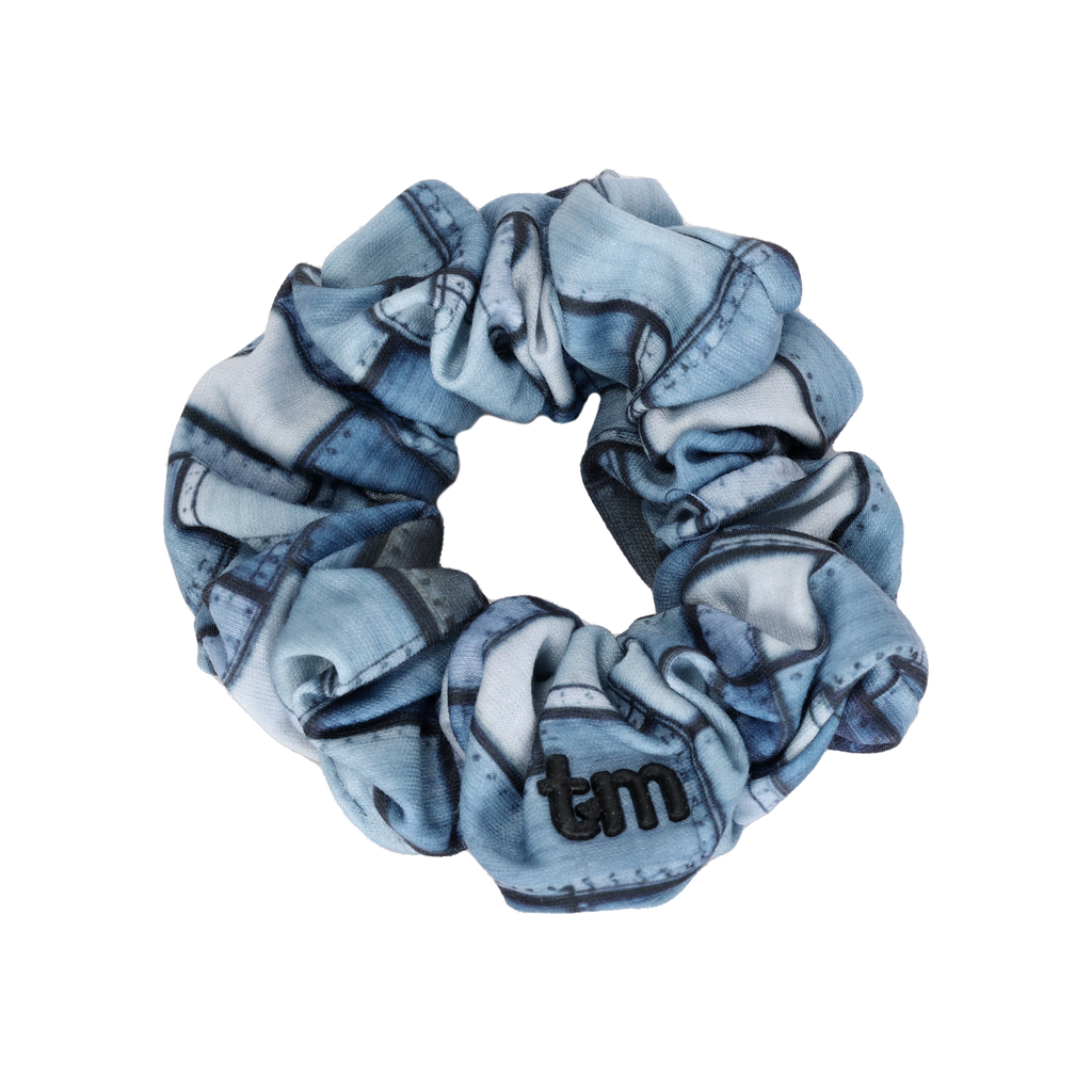 Tis Me Denim Patchwork Standard Scrunchie- Denim