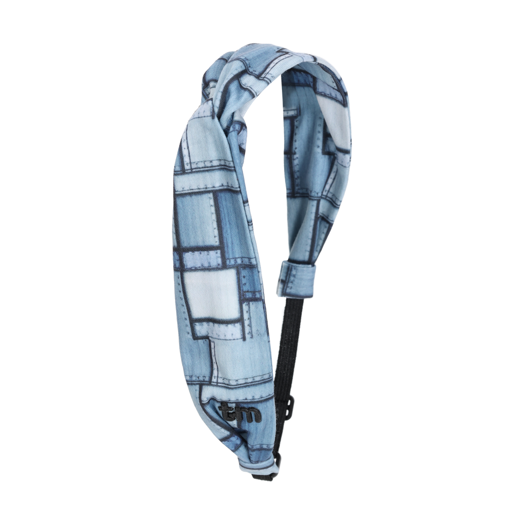 Tis Me Denim Patchwork Adjustable Twist Headscarf- Denim