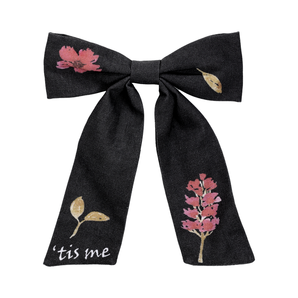 Tis Me Denim Handsketched Large Bow Clip- Black 3 Flower