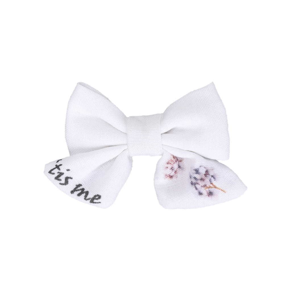 Tis Me Handsketched Mini Bow Clip Set-White Hydrangeas