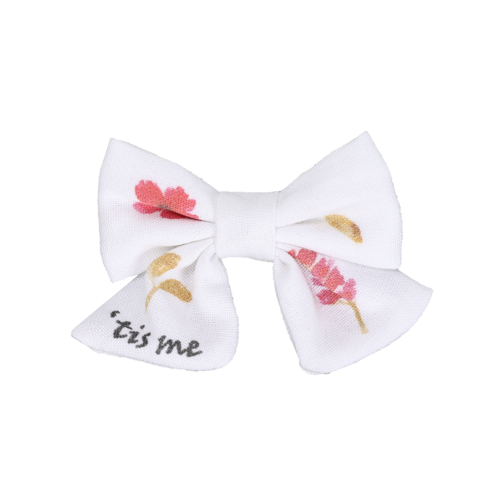 Tis Me Handsketched Mini Bow Clip Set-White 3 Flowers