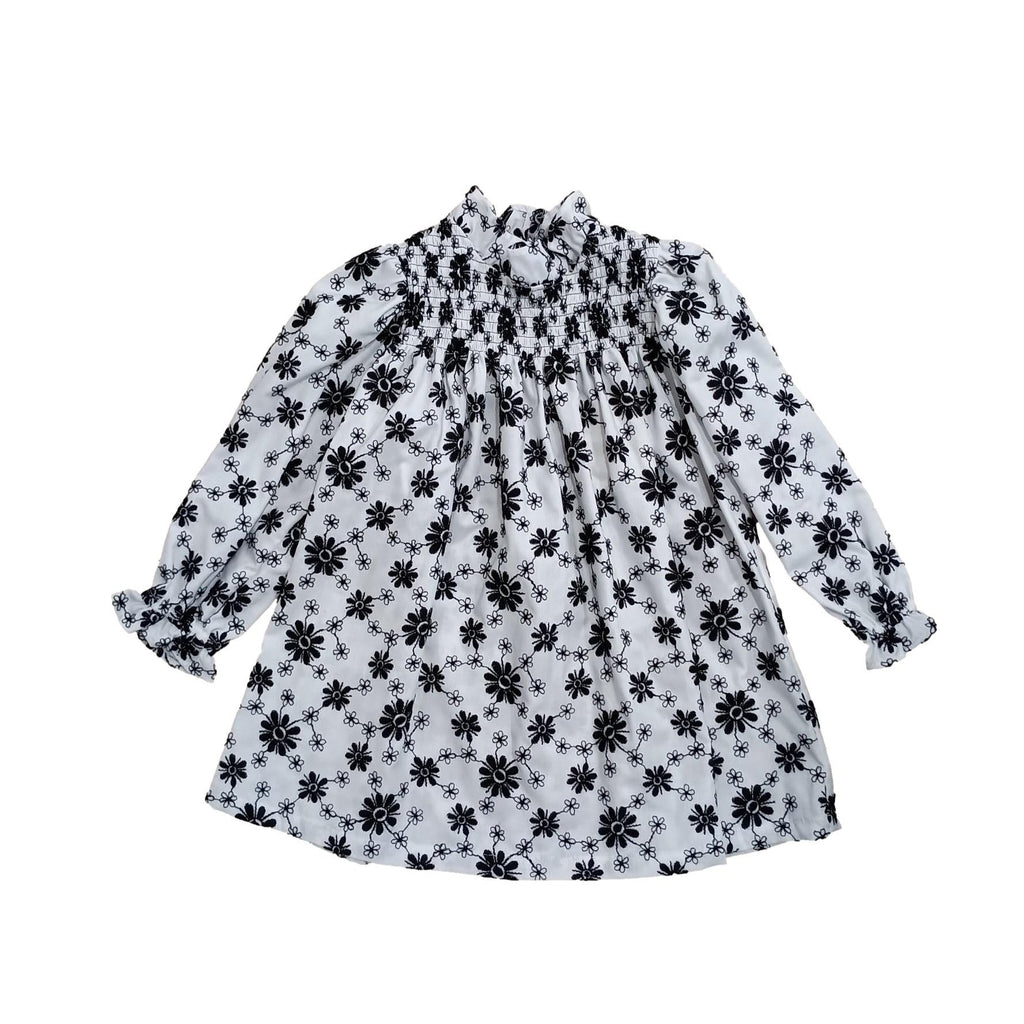 Piccola Ludo Girella Floral Dress-Black/White