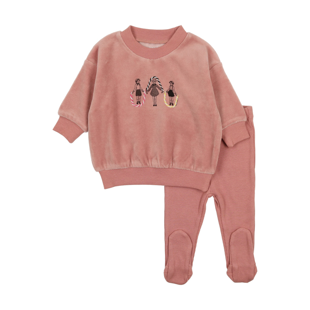 Bee & Dee Jumprope Velour 2 Piece-Grapefruit