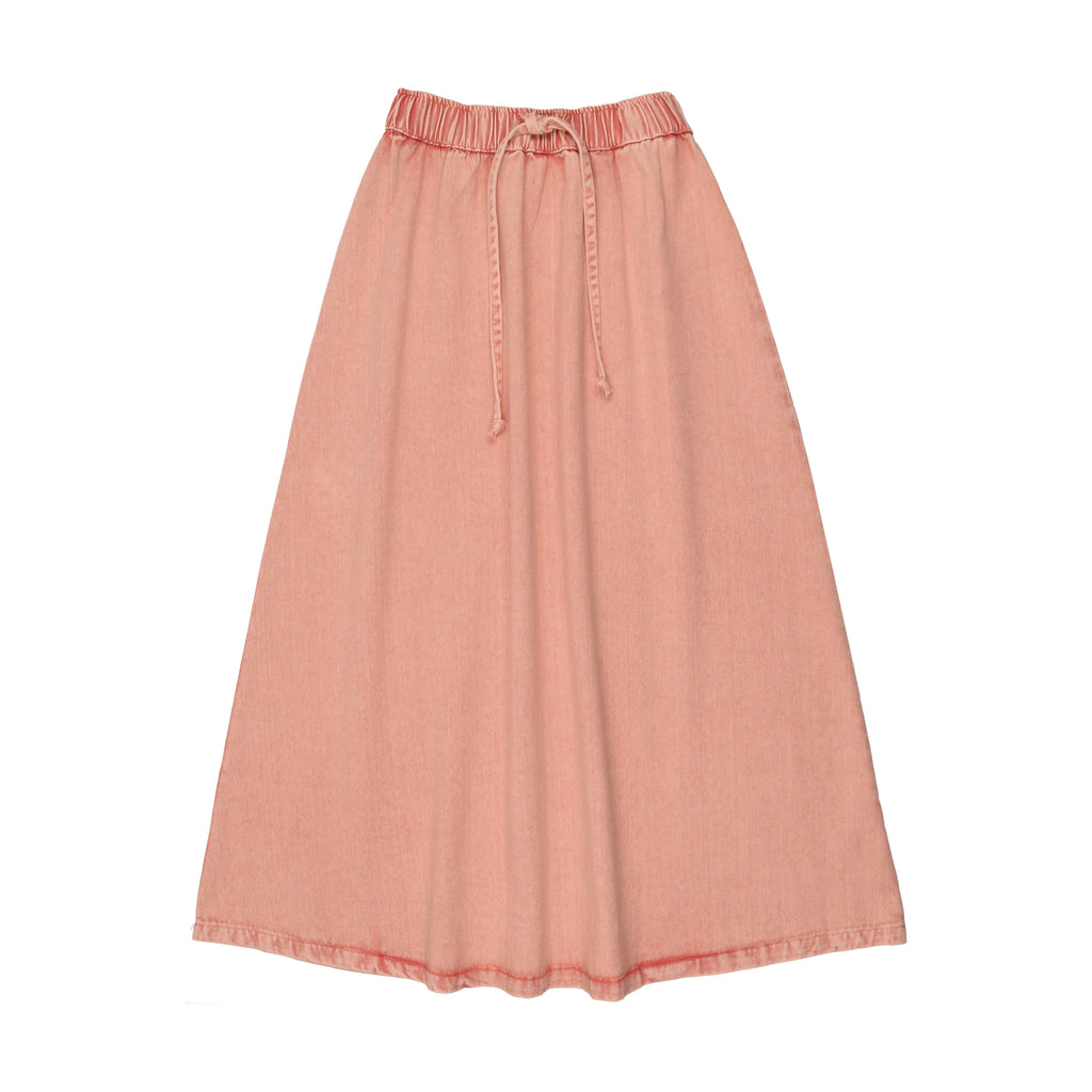 Kin + Kin Denim Maxi Drawstring Skirt- Pink Denim