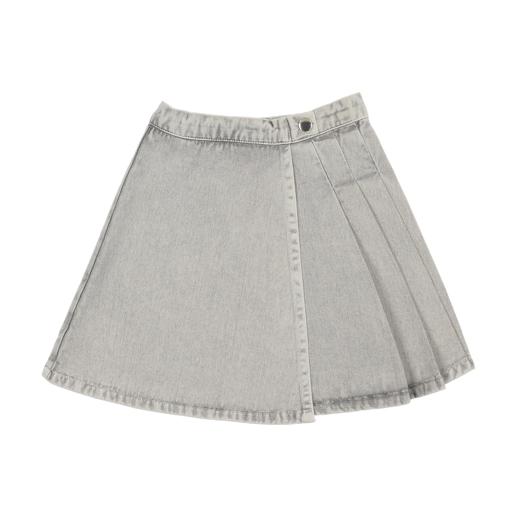 Kin + Kin Denim Short Skirt- Blue-Grey Denim