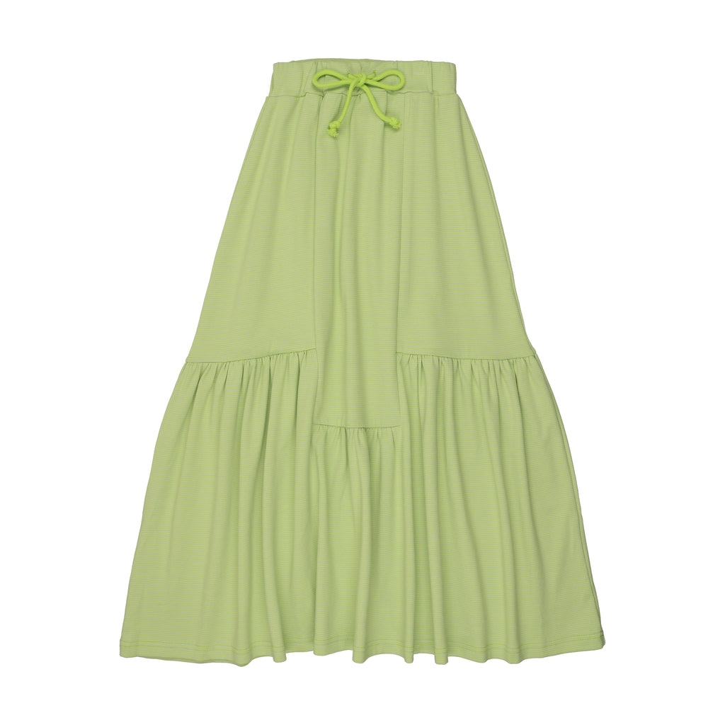 Kin + Kin Striped Midi Skirt-Green Stripes