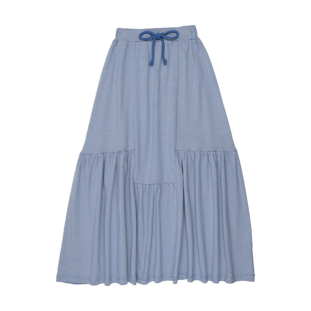 Kin + Kin Striped Midi Skirt-Blue Stripes