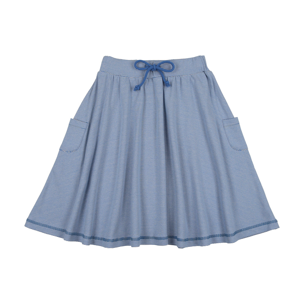 Kin + Kin Striped Full  Skirt-Blue