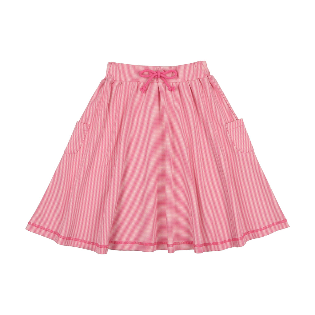 Kin + Kin Striped Full Skirt-Hot Pink