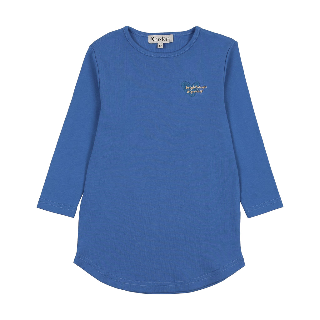 Kin + Kin Solid Girls Long Sleeve T-shirt -Blue