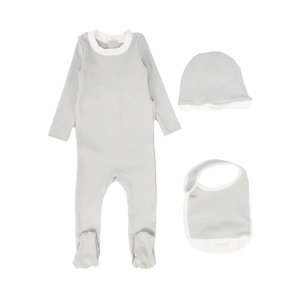 Little Parni Baby Script Footie Set- Light Blue