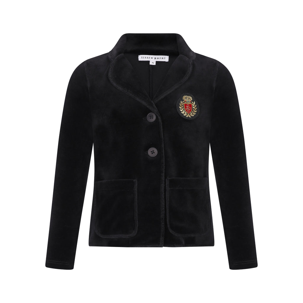 Little Parni Velour Blazer- Black